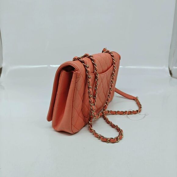 Chanel Women Cc Filigree Small Flap Caviar Leather Crossbody Bag Pink - Picture 6 of 9